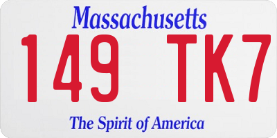 MA license plate 149TK7