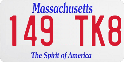 MA license plate 149TK8