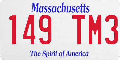 MA license plate 149TM3