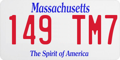 MA license plate 149TM7