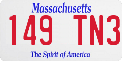 MA license plate 149TN3