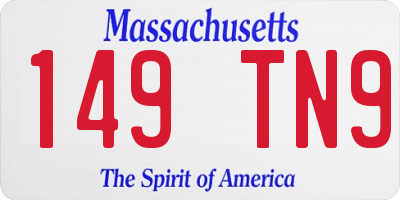 MA license plate 149TN9