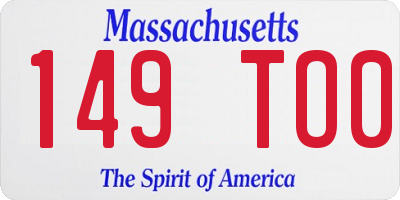 MA license plate 149TO0