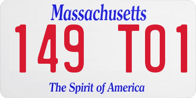 MA license plate 149TO1