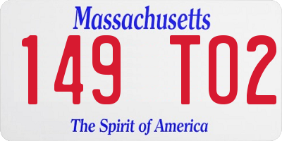 MA license plate 149TO2