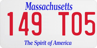 MA license plate 149TO5