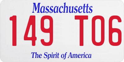 MA license plate 149TO6