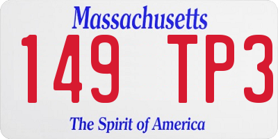 MA license plate 149TP3