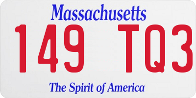 MA license plate 149TQ3