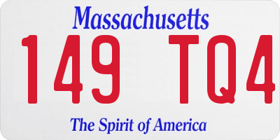 MA license plate 149TQ4