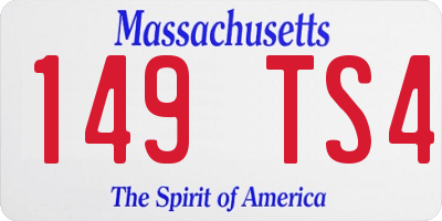 MA license plate 149TS4
