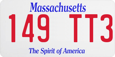 MA license plate 149TT3