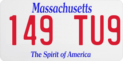 MA license plate 149TU9