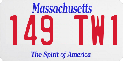 MA license plate 149TW1