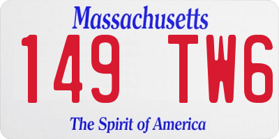 MA license plate 149TW6