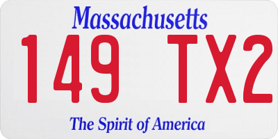 MA license plate 149TX2