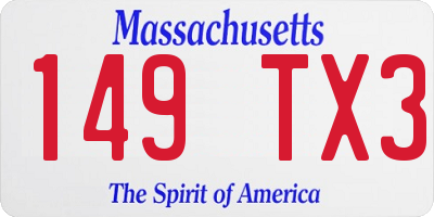MA license plate 149TX3