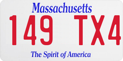 MA license plate 149TX4