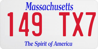 MA license plate 149TX7
