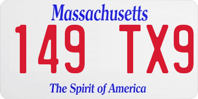MA license plate 149TX9