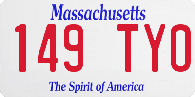 MA license plate 149TY0