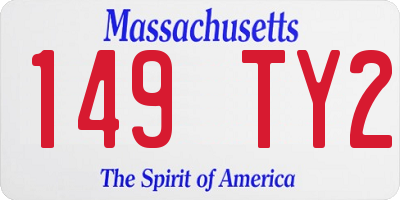 MA license plate 149TY2