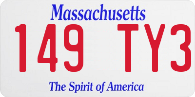 MA license plate 149TY3