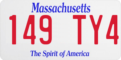MA license plate 149TY4