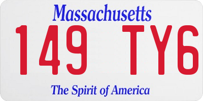 MA license plate 149TY6