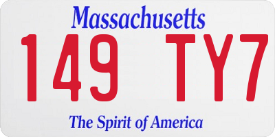 MA license plate 149TY7