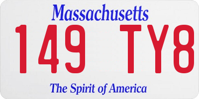 MA license plate 149TY8
