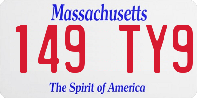 MA license plate 149TY9