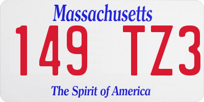 MA license plate 149TZ3