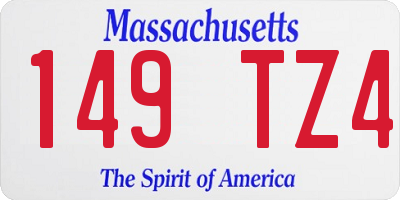 MA license plate 149TZ4