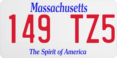 MA license plate 149TZ5