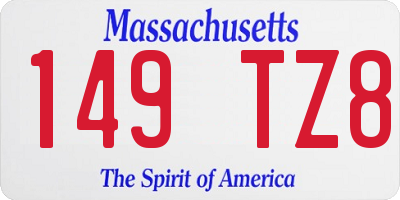 MA license plate 149TZ8