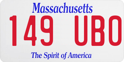 MA license plate 149UB0