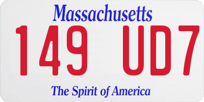 MA license plate 149UD7