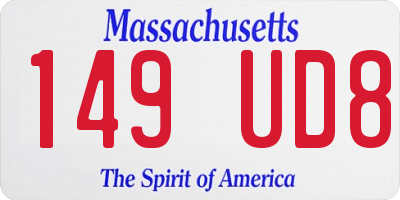 MA license plate 149UD8