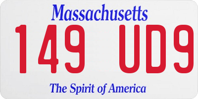 MA license plate 149UD9