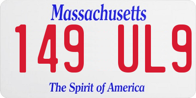 MA license plate 149UL9