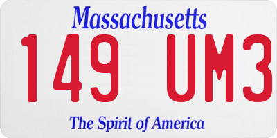 MA license plate 149UM3