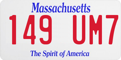 MA license plate 149UM7