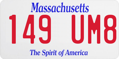 MA license plate 149UM8