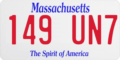 MA license plate 149UN7