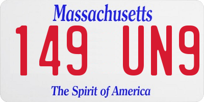 MA license plate 149UN9