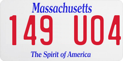 MA license plate 149UO4