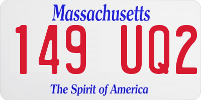 MA license plate 149UQ2
