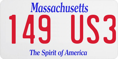 MA license plate 149US3