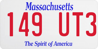 MA license plate 149UT3